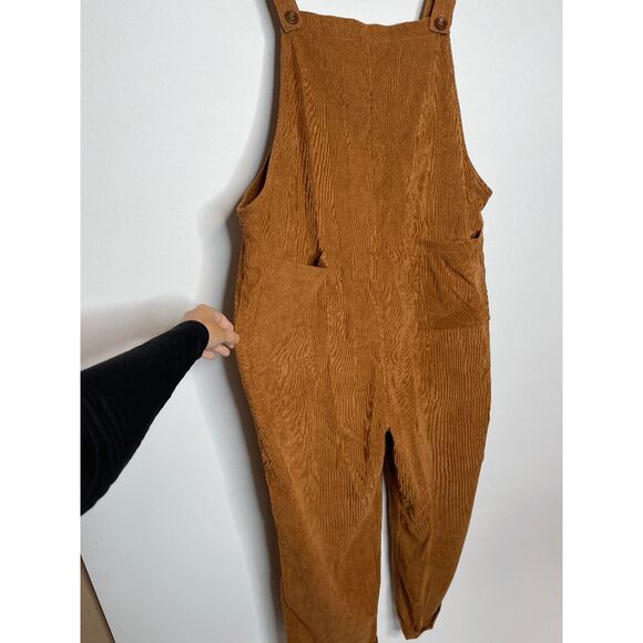 Brown‎ Corduroy Jumpsuit Overalls Size Large - Picture 3 of 5
